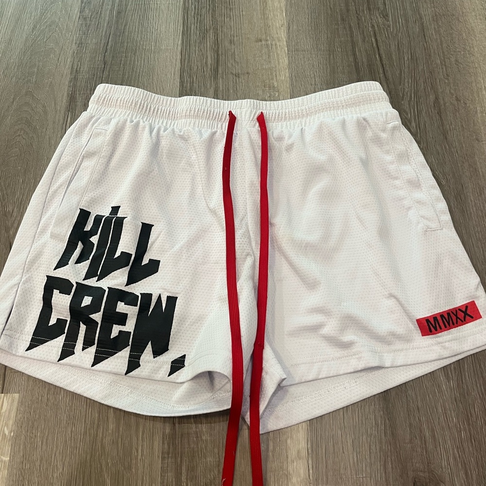 Kill Crew Athletic Shorts in White with Red Details